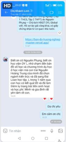 Tin nhắn Zalo Phụ huynh Khánh Linh